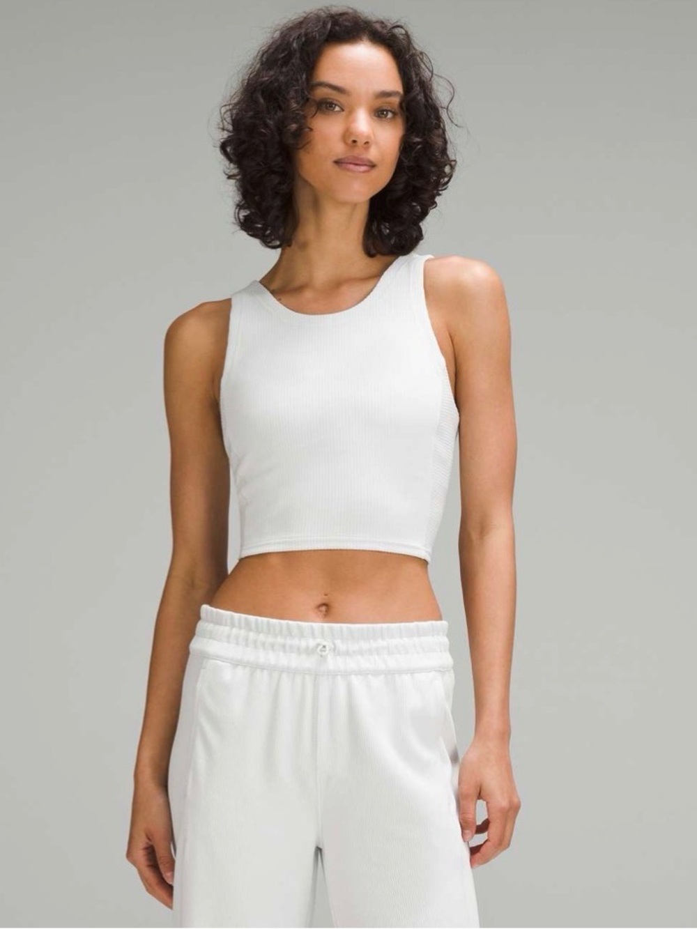 Lululemon Ribbed Softstreme Cropped Tank Top in Light Vapor